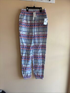 Old Navy Light Blue 'Joy' Print Jogger Pants with Red & Green Accents